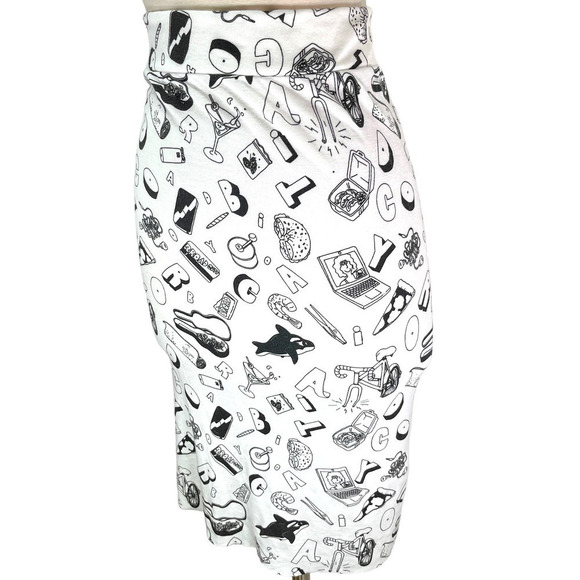 Wildfox x Broad City NWT Skipper Doodle Skirt High Waist Pencil Silhouette Small - Picture 5 of 12